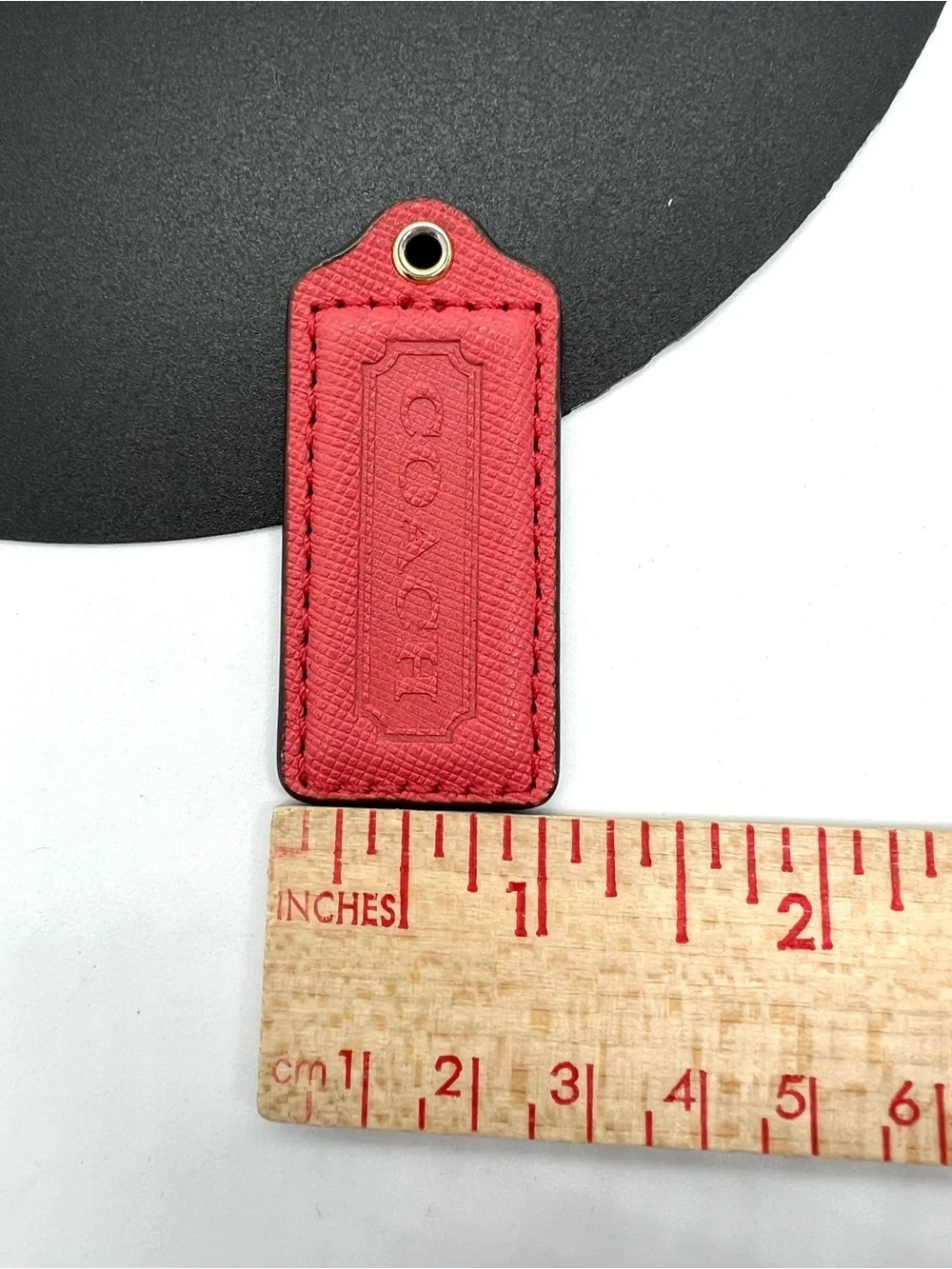 COACH Coral Pink Crossgrain Leather Replacement Hangtag Bag Charm